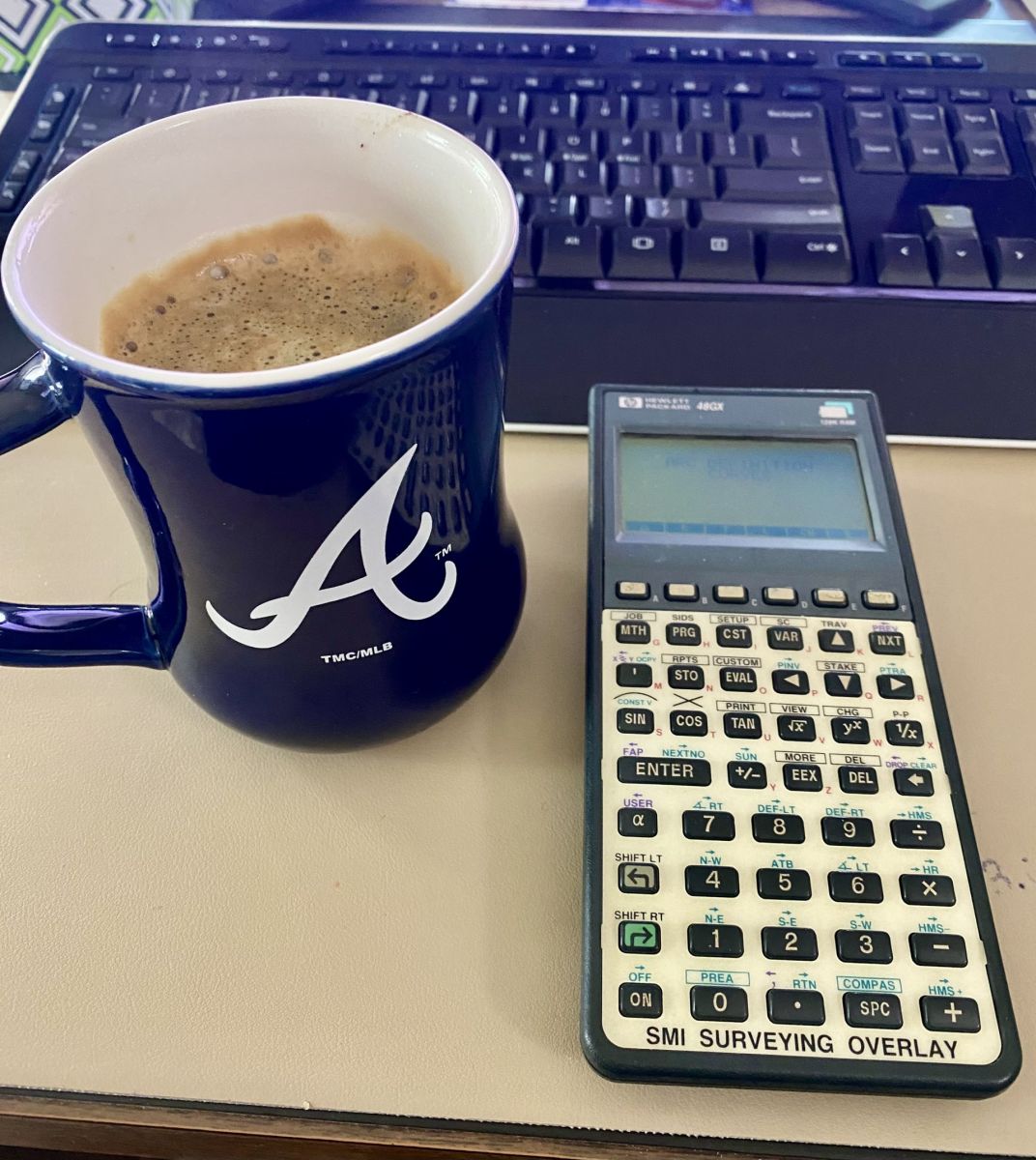 HP Calculator with Coffee Mug