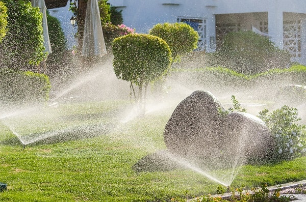 Sprinklers spraying